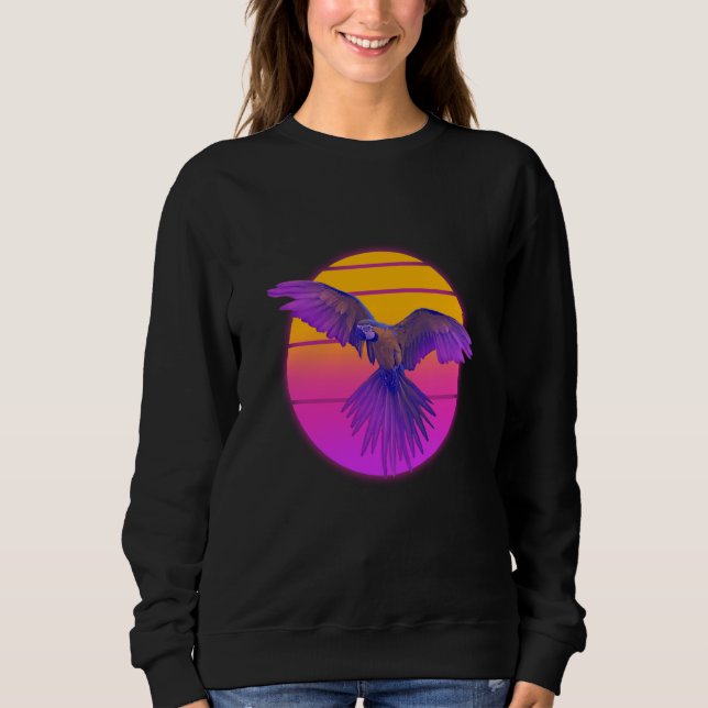 Vaporwave Macaw Parrot Tropical Bird Birdwatching Sweatshirt (Vorderseite)