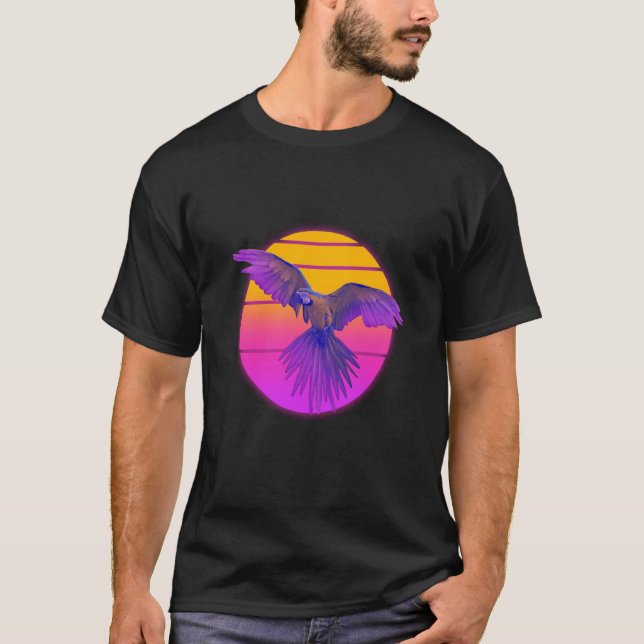 Vaporwave Macaw Parrot Tropical Bird Birdwatching T-Shirt (Vorderseite)