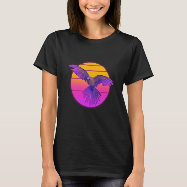 Vaporwave Macaw Parrot Tropical Bird Birdwatching T-Shirt (Vorderseite)