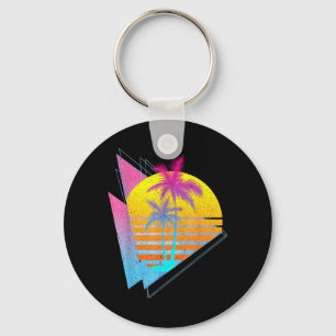 Vaporwave Palmen Retro Sonnenuntergang Tropischer  Schlüsselanhänger