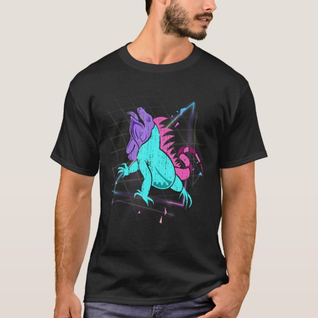 Vaporwave Pet Lizard Iguana Reptile Animal Tropica T-Shirt (Vorderseite)