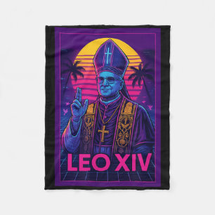 Vaporwave Pope Leo Xiv _ Retrofuturistisch katholi Fleecedecke