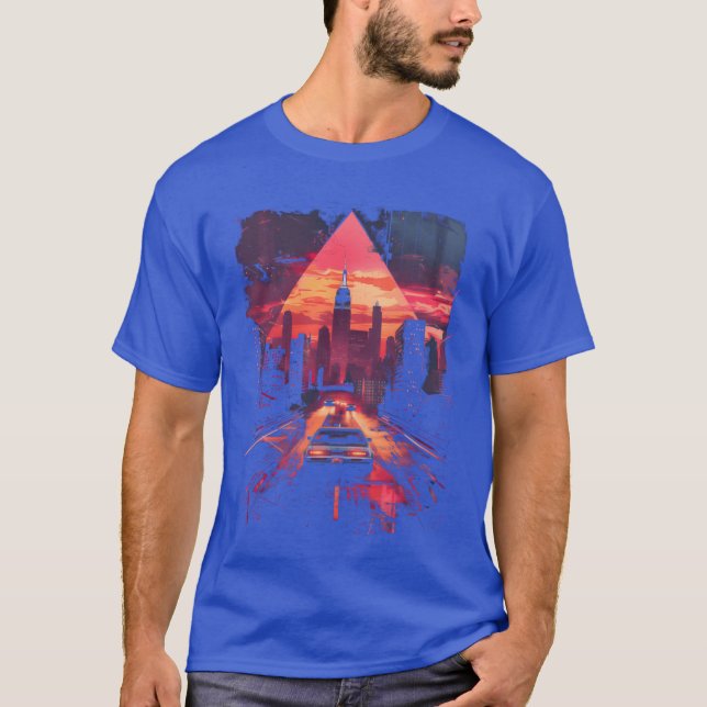 Vaporwave Retro Auto Stadt Synthwave 80er 90er Fre T-Shirt (Vorderseite)