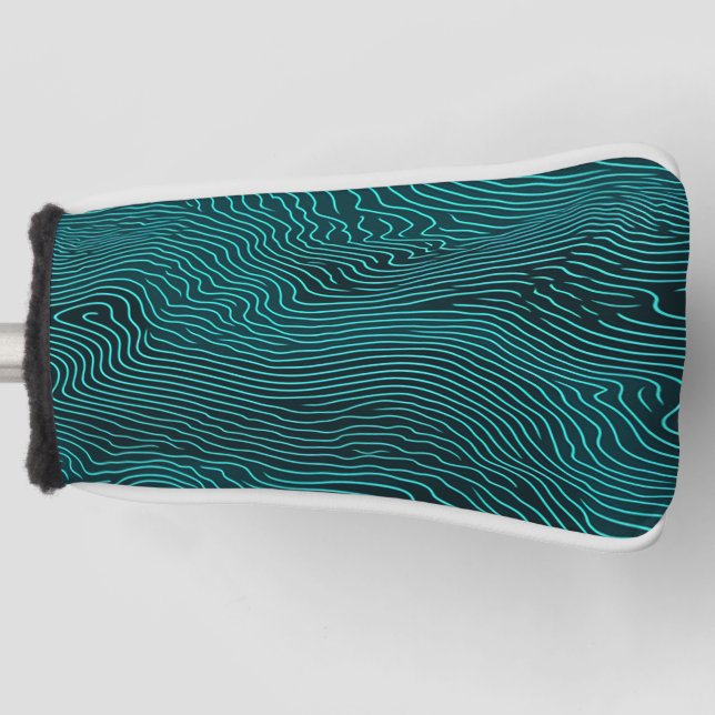 Vaporwave-Rippling-Muster für Aquamarine und dunke Golf Headcover (Vorderseite)