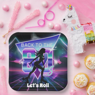 Vaporwave Roller Skate Geburtstagsparty Pappteller