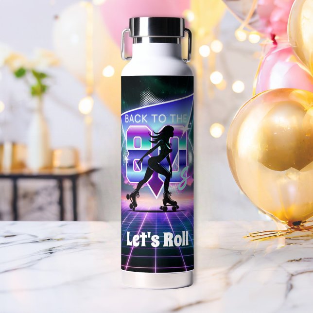Vaporwave Roller Skate Geburtstagsparty Trinkflasche (Von Creator hochgeladen)