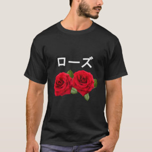 Vaporwave-Rose mit japanischem Text T-Shirt