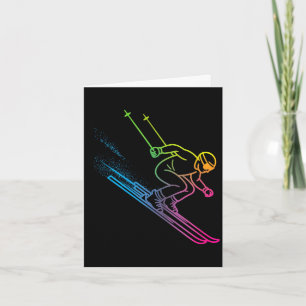 Vaporwave-Skifahrer Regenbogenverlauf Retro-Winter Karte