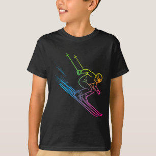 Vaporwave-Skifahrer Regenbogenverlauf Retro-Winter T-Shirt