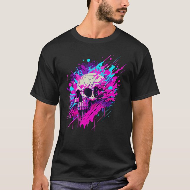 Vaporwave Skull Urban Aesthetic Pastel Goth Street T-Shirt (Vorderseite)
