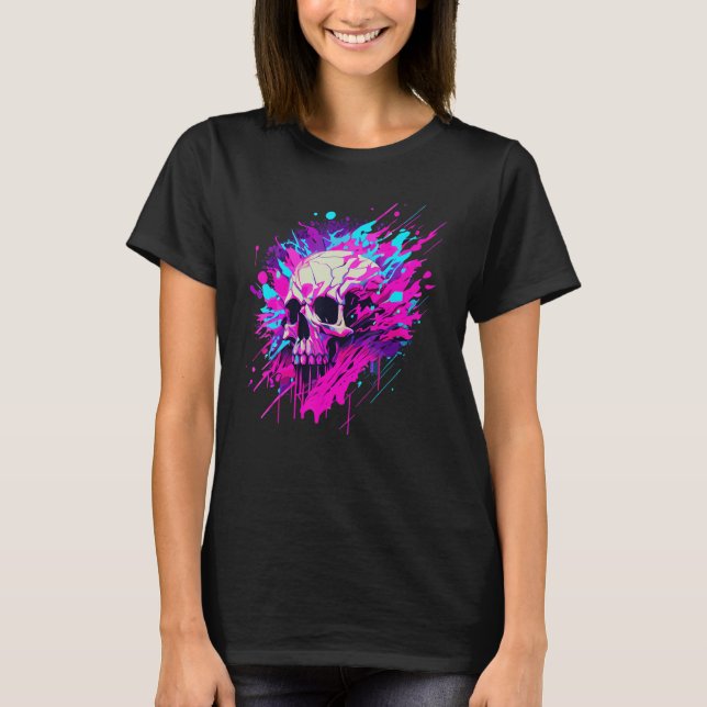Vaporwave Skull Urban Aesthetic Pastel Goth Street T-Shirt (Vorderseite)