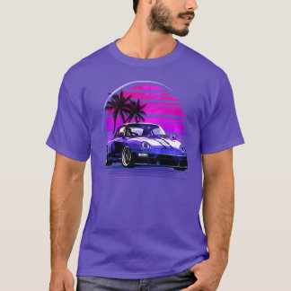 Vaporwave-Sonnenuntergang 80er Auto Retro-Freunde T-Shirt
