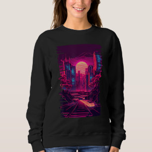 Vaporwave-Stadt Retrowave-Glitch Urban Ästhetik Sweatshirt