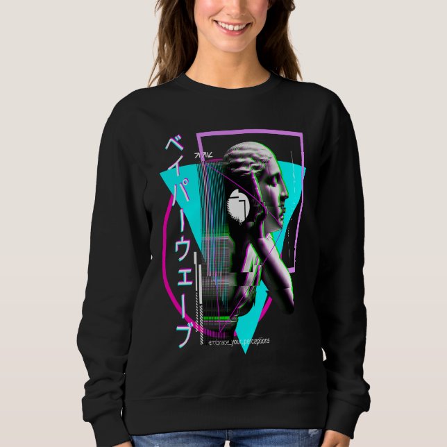Vaporwave Statue Aesthetic Glitch Japanese Otaku Sweatshirt (Vorderseite)