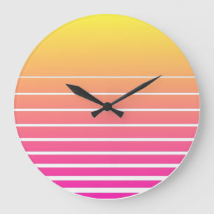 Vaporwave Sun Große Wanduhr