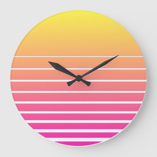 Vaporwave Sun Große Wanduhr (Vorderseite)