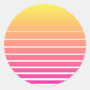Vaporwave Sun Runder Aufkleber
