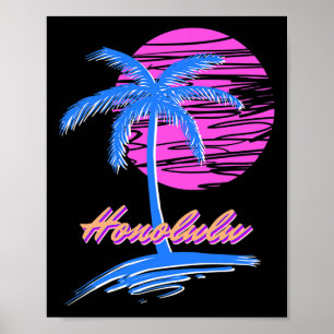 Vaporwave Synth Outrun Sunset 80er Beach Retro Hon Poster