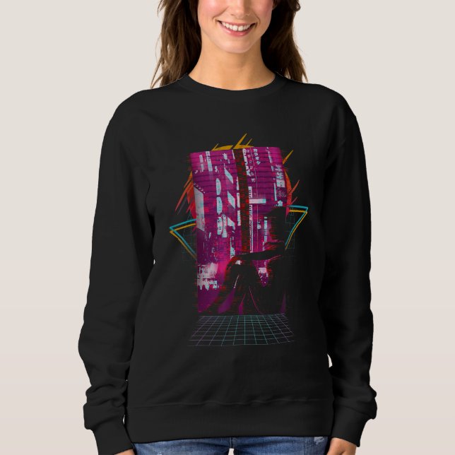 Vaporwave Synth Sad Girl Retro Design Sweatshirt (Vorderseite)