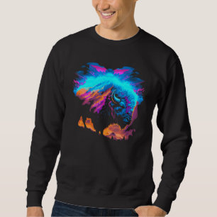 Vaporwave Synthwave Bison Amerikanischer Büffel 80 Sweatshirt