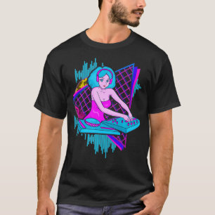 Vaporwave Synthwave DJ Mädchen 1980er und 1990er G T-Shirt