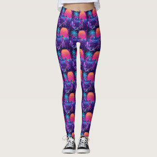 Vaporwave Synthwave Raumfahrer-Muster Leggings