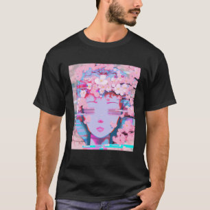 Vaporwave Synthwave Retrowave Glitch Kirschblüte T-Shirt