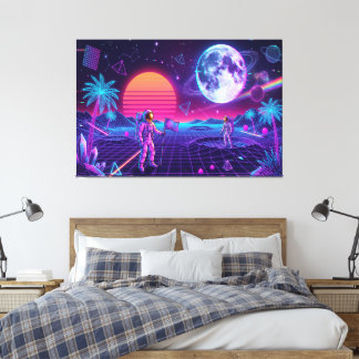 Vaporwave Synthwave Weltraum-Männer Retro Art Leinwanddruck