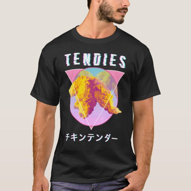 Vaporwave Tendies Chicken Tenders Japanisches Kanj T-Shirt (Vorderseite)