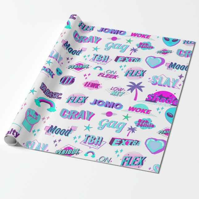 Vaporwave TikTok Trending Gift Wrap Wrapping Paper Geschenkpapier (Ungerollt)
