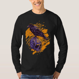Vaporwave-Totenkopf & Krähe Halloween Retro-Ästhet T-Shirt