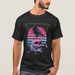 Vaporwave-Totenkopf und Krähe Ästhetik Pastell-Got T-Shirt