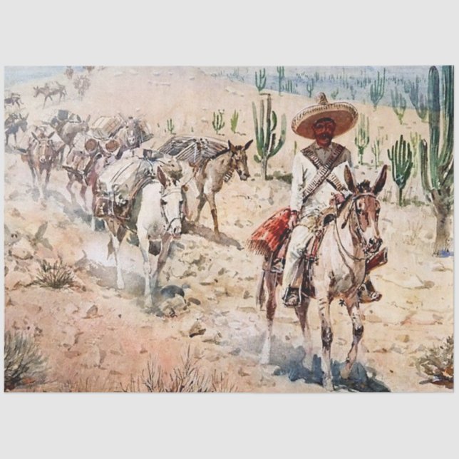 "Vaquero Pack Train" von Edward Borein Seidenpapier (Vorderseite)