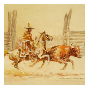 Vaquero und Steer von Edward Borein Fotodruck