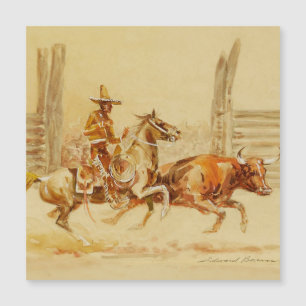 Vaquero und Stier von Edward Borein Magnetkarte