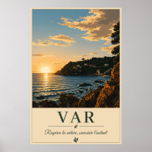 Var Mittelmeer-Küsten-Sonnenuntergang Vintage