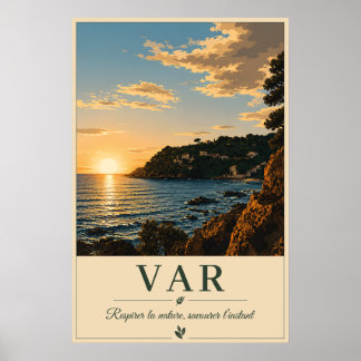 Var Mittelmeer-Küsten-Sonnenuntergang Vintage Poster