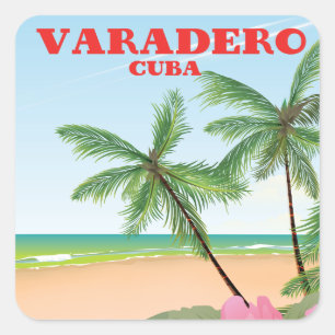 Varadero kubanisches Strandposter Quadratischer Aufkleber