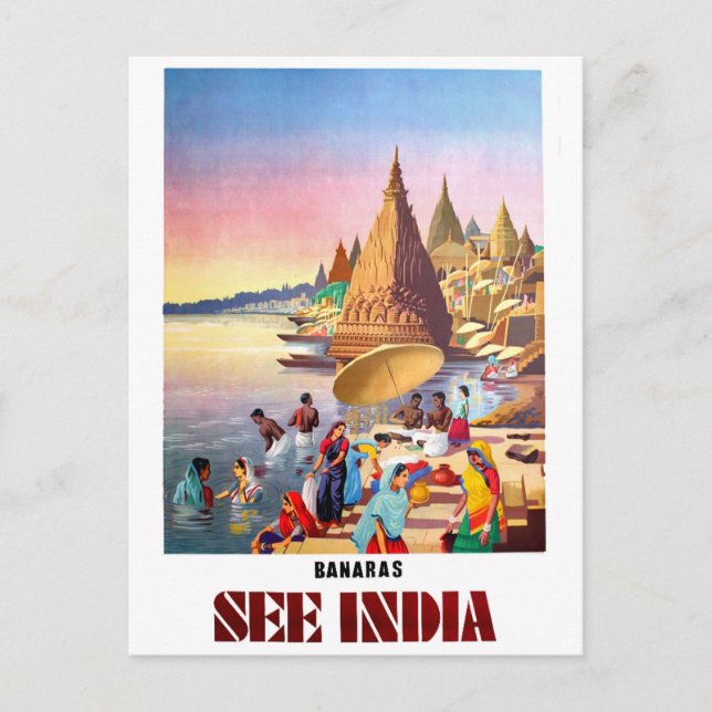Varanasi, Indien, Ganges River Postkarte (Vorderseite)