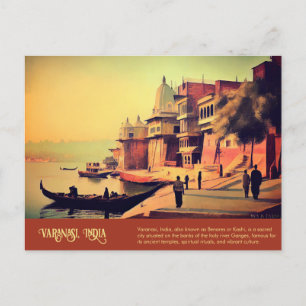 Varanasi Vintage Indien Malerei Postkarte