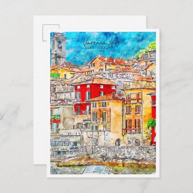 Varenna Lake Como Italien Vintage Postkarte (Vorne/Hinten)