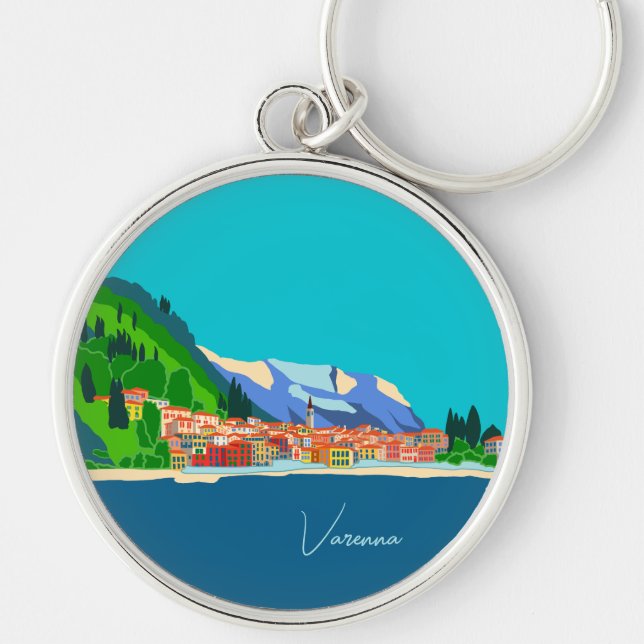 Varenna Lake Como Italy Illustration Travel Schlüsselanhänger (Vorne)