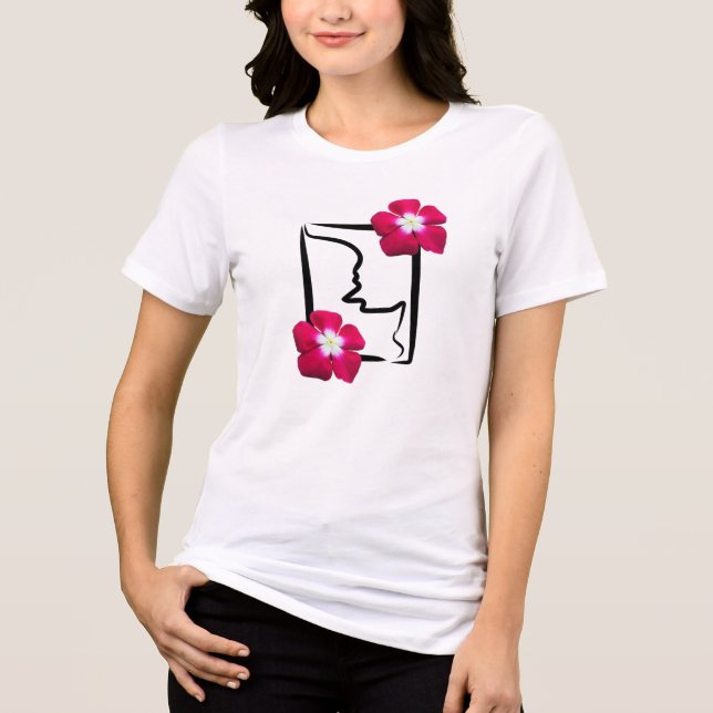 Variantenrosa schwarzes Design Tri-Blend Shirt (Vorderseite)