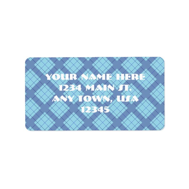 Variation Blue Kariert Adressaufkleber (Vorne)