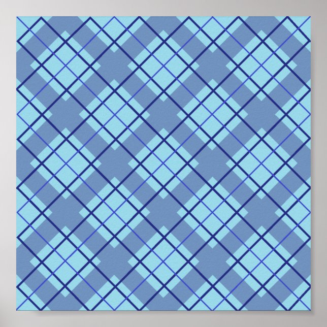 Variation Blue Kariert Poster (Vorne)