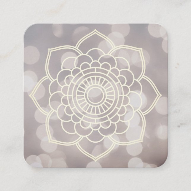 Variation Bokeh und Mandala Quadratische Visitenkarte (Vorderseite)