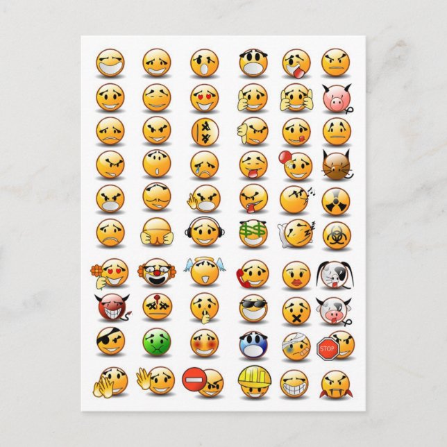 Variationen eines Gesichtsemoticons Postkarte (Vorderseite)