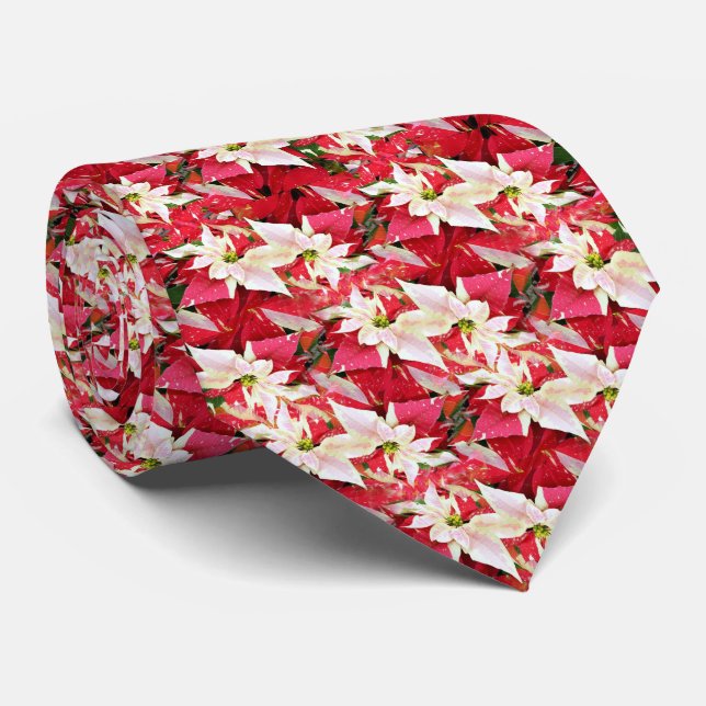Variegated Poinsettia Holiday Neck Tie Krawatte (Gerollt)