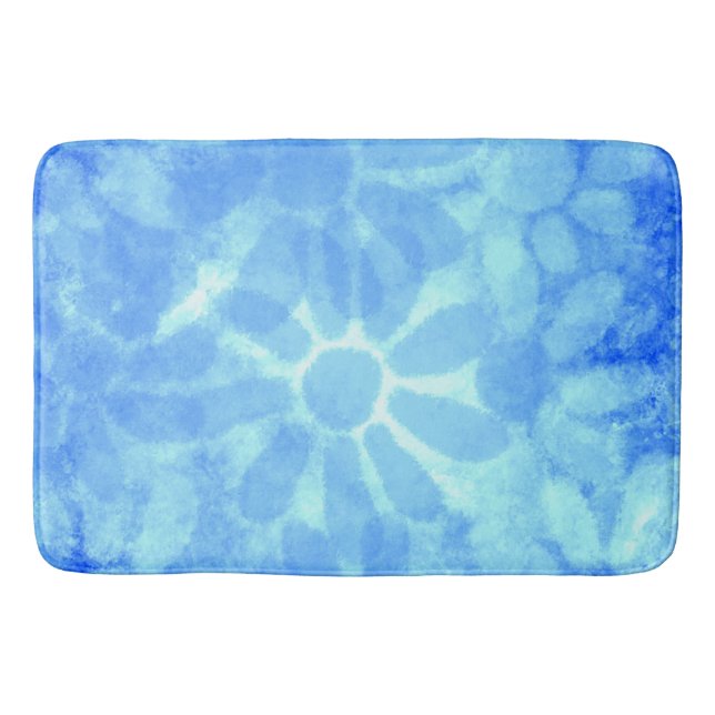 Variegierte Blue Floral Daisies Blume Blume Badematte (Vorderseite)