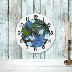 Variegierte Blue Hydrangea Wall Clock Runde Wanduhr
